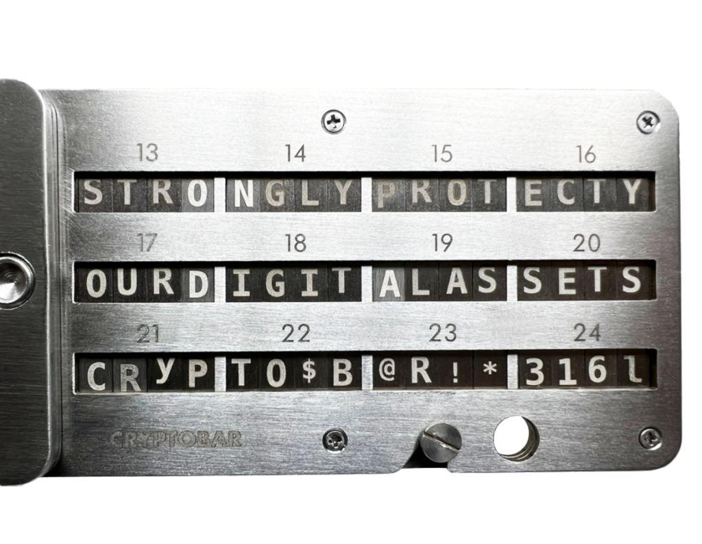 CRYPTOBAR® – リカバリーフレーズ保存用 最新 スチールウォレット。