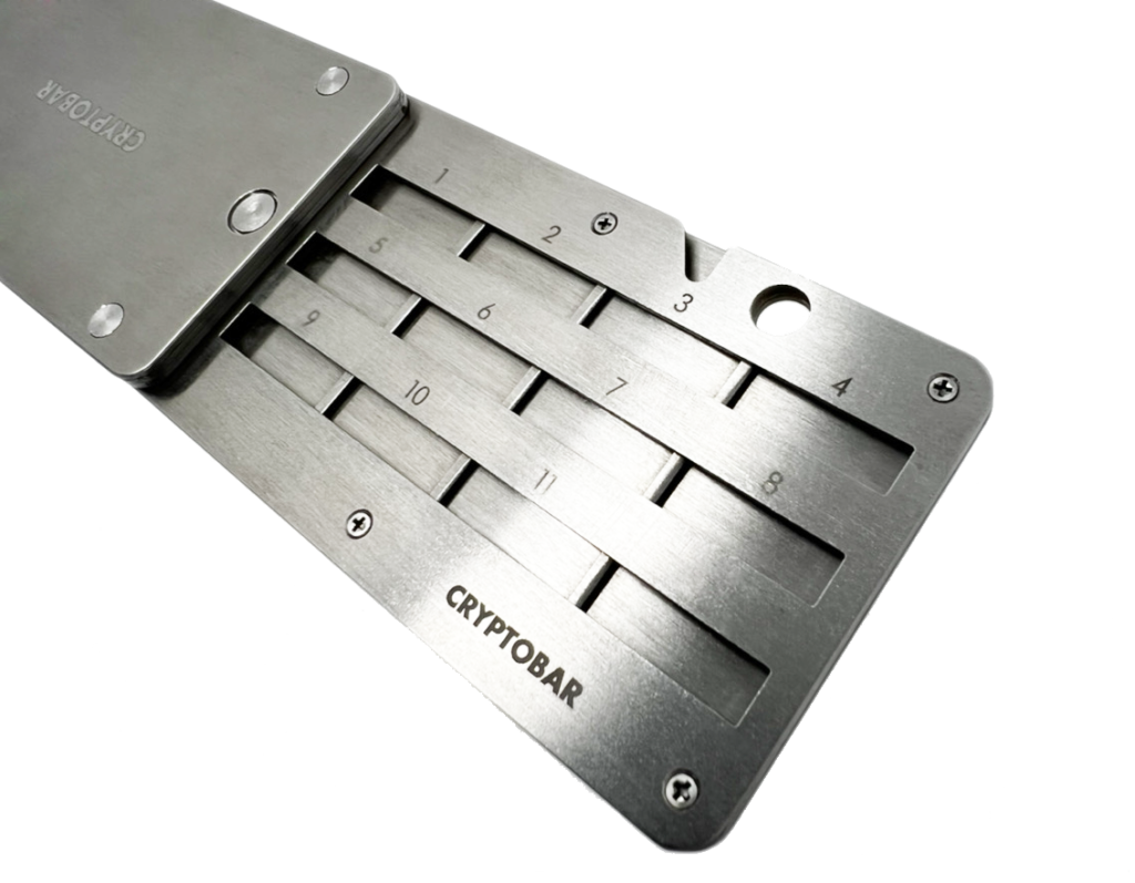 CRYPTOBAR® – リカバリーフレーズ保存用 最新 スチールウォレット。
