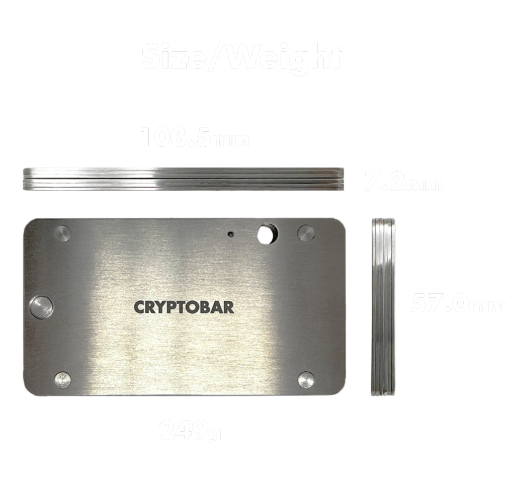 CRYPTOBAR クリプトバー ADA BTC ETH 暗号通貨 復元フレーズ 保存 セキュリティ SUS316L ステンレス スチール ウォ