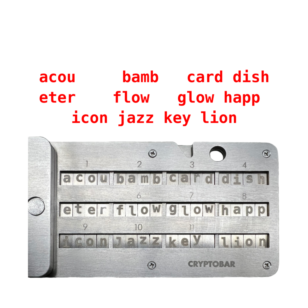 CRYPTOBAR® – リカバリーフレーズ保存用 最新 スチールウォレット。